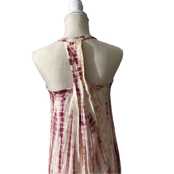 Love Stitch Tie Dye Scale Metallic Dots Textured Sleeveless Halter Maxi Dress Sm - Picture 7 of 12